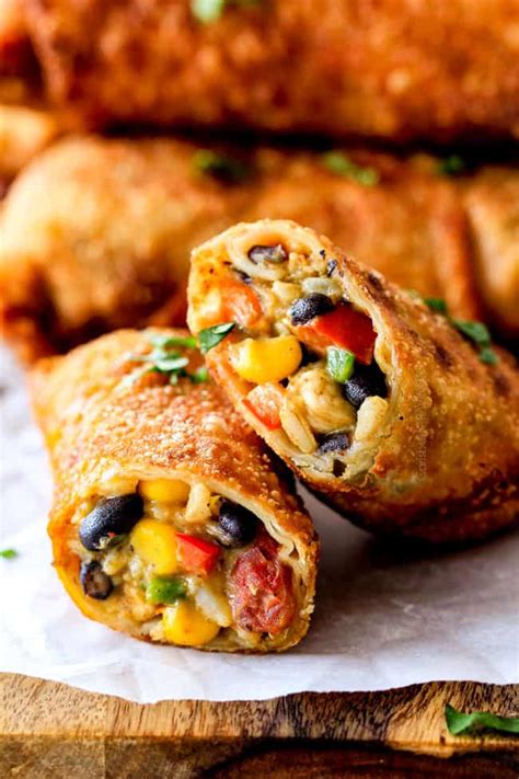 Rich, creamy avocado sidles up to meaty portobello mushrooms and roasted red bell peppers in these baked egg rolls. Crispy Baked OR Fried Southwest Egg Rolls with Chicken and ...