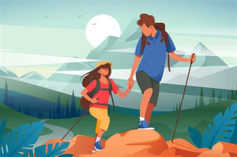 Friends Hiking Illustrations Royalty Free Vector Graphics And Clip Art