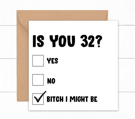 Is You 32 Birthday Card Funny Birthday Card 32 Year Old Etsy