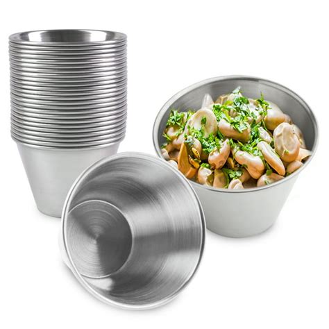24 Pack 4 Oz Stainless Steel Sauce Cups Individual Round Condiments