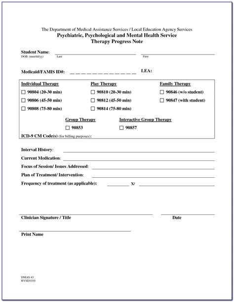 Counseling Session Notes Template