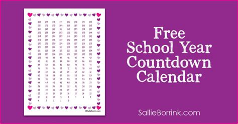 Free School Year Countdown Calendar Printable Sallie Borrink