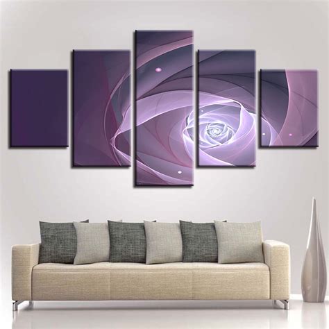 Pictures Frame Hd Printed Modern Living Room 5 Panel Abstract Flowers