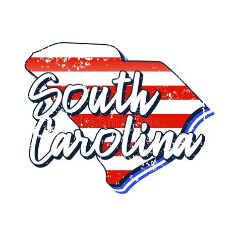 American Flag In South Carolina State Map Vector Grunge Style With