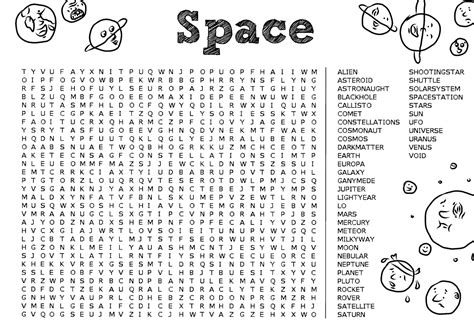 Space Word Search Printable Activity Shelter