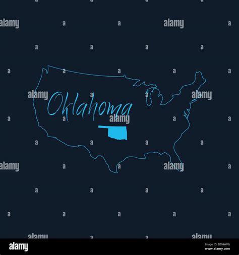 Oklahoma State Highlighted On United States Of America Map Usa