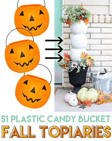 Plastic Pumpkin Candy Bucket Topiaries Fall Crafts Diy Cheap Fall