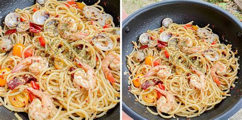 Wanita Ini Kongsi Cara Buat Spaghetti Aglio Olio, Rasa Lemak Seafood