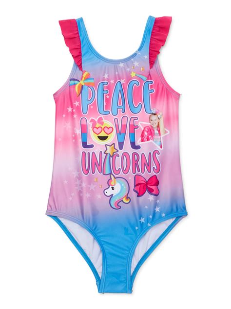 Jojo Siwa Girls 5 8 Peace Love And Unicorns One Piece Swimsuit
