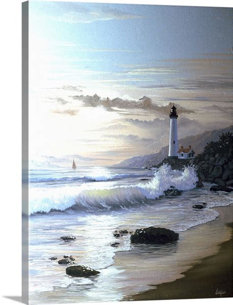 Lighthouse On Beach At Sunset Wall Art Canvas Prints Framed Prints