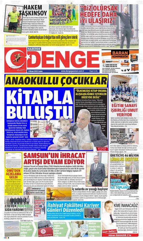 01 Nisan 2022 tarihli Samsun Denge Gazete Manşetleri