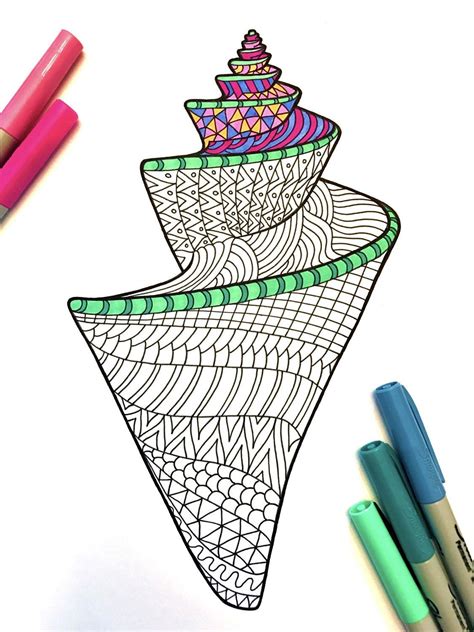 Check spelling or type a new query. Seashell 3 - PDF Zentangle Coloring Page (With images) | Color pencil drawing, Coloring pages ...