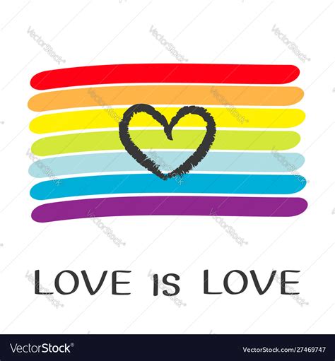 rainbow flag lgbt gay symbol love is text vector image