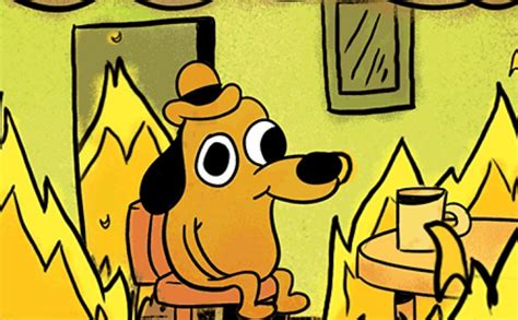 Создать мем собачка в горящем доме пёс сидит в горящем доме мем собака в горящем доме