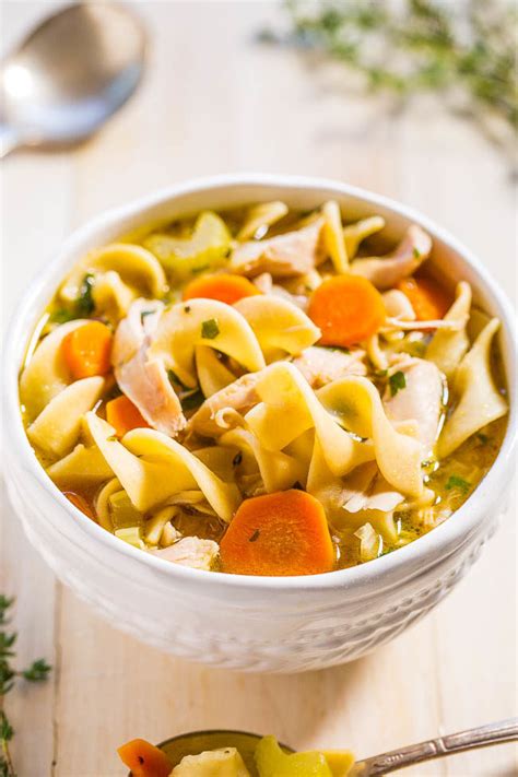 In a large pot, melt butter and add onions and garlic. Easy 30-Minute Homemade Chicken Noodle Soup - Averie Cooks