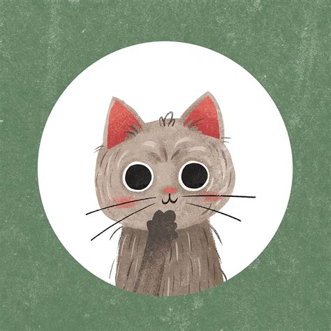 吸猫头像插画儿童插画只si个画画的 原创作品 站酷 Zcool
