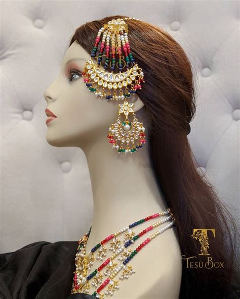 Pakistani Bridal Jewelry Set Multicolor Kundan Necklace Haar Etsy