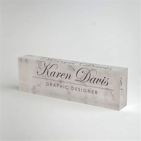 Personalized Desk Name Plate Custom Name On White Marble Etsy