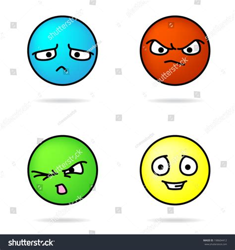Colorful Vector Sad Angry Disgusted Happy Stock Vector
