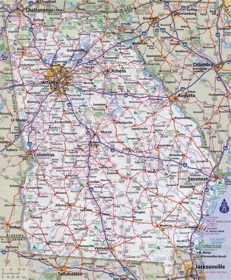 Large Detailed Roads And Highways Map Of Georgia State Images And