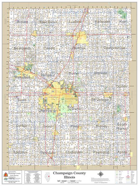 Champaign County Illinois 2023 Wall Map Mapping Solutions