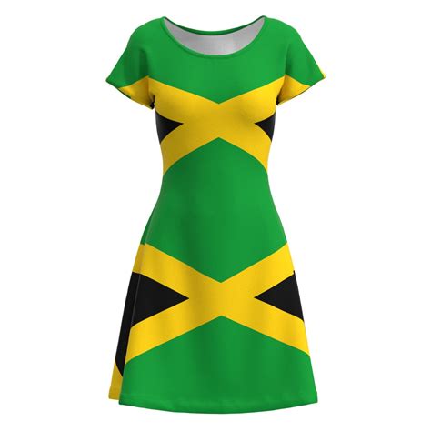Jamaica Flag Inspired The Cross Short Sleeve Dress Eightythree Xyz