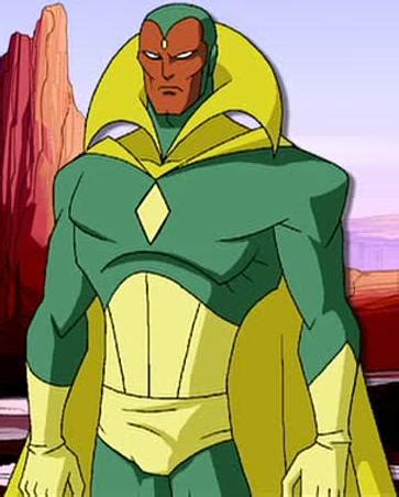 As initially drawn, his eyes were totally black, and he was created as a servant of ultron. Vision (Yost Universe) | Marvel Animated Universe Wiki | Fandom