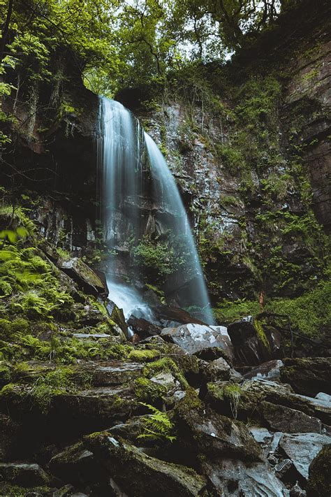 Waterfall Stream Stones Moss Fern Hd Phone Wallpaper Peakpx
