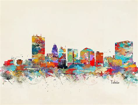 Toledo Ohio Skyline Painting By Bri Buckley Fine Art America