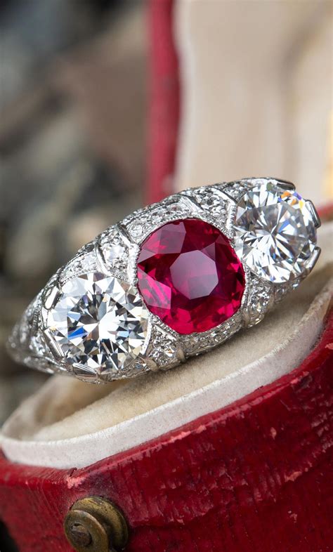 Antique art deco ruby ring. Art Deco Ruby Ring w/ Diamonds & Filigree Magnificent # ...