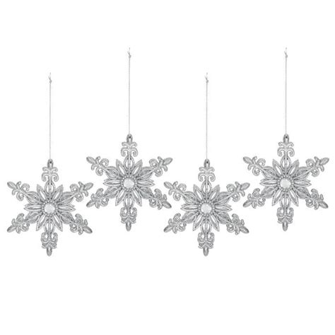Silver Glitter Snowflake Ornaments Hobby Lobby 5344312 Diy Xmas