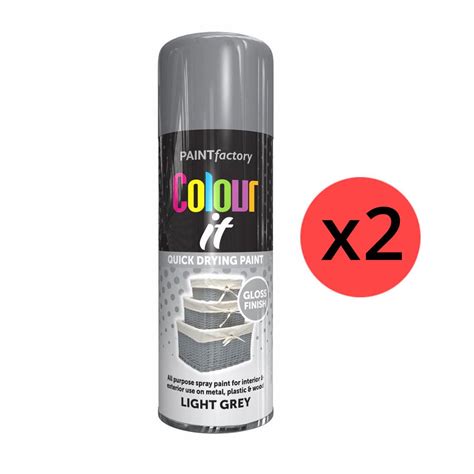 2x Light Grey Gloss Spray Paint Aerosol Auto Car Lacquer Wood Metal