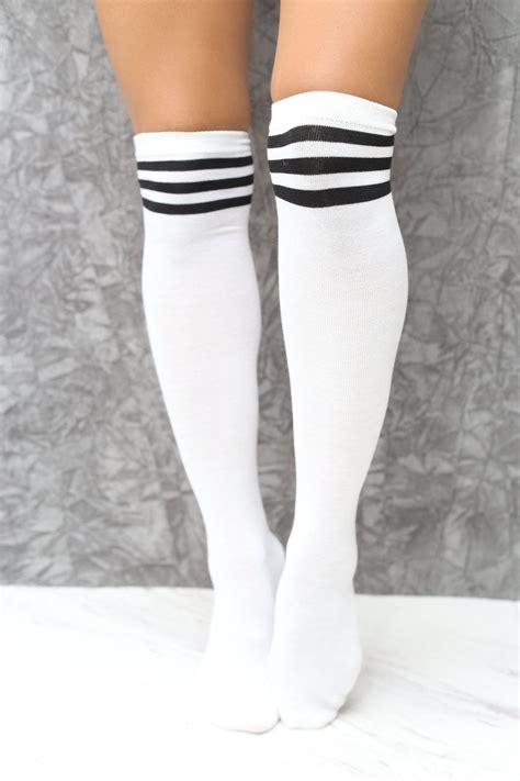 High And Tight Thigh High Sports Socks White Wblack High Socks