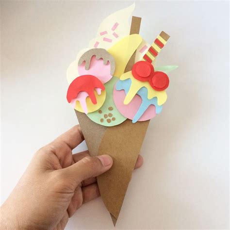 3d Ice Cream Paper Craft Paper Crafts Crafts Arts And Crafts