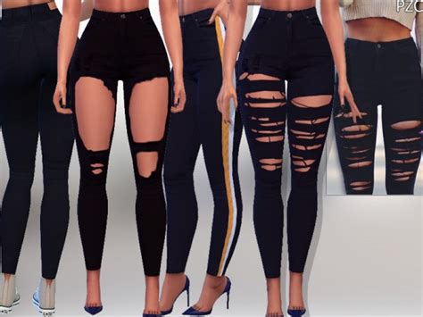 The Sims Resource Black Ripped Denim Jeans By Pinkzombiecupcakes