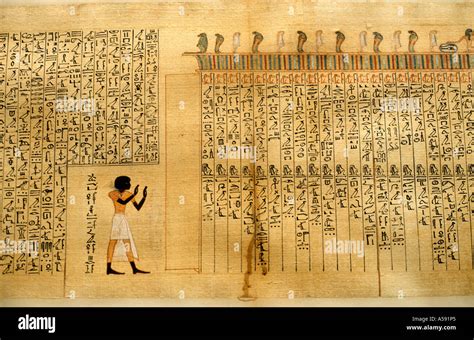 Papyrus Antiquity Pharaoh Art Painting Hieroglyph Hieroglyphic Stock