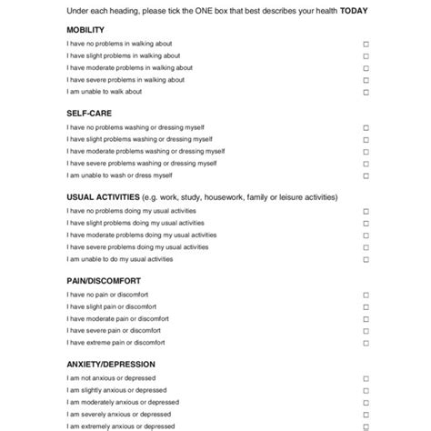 Eq 5d 5 L Questionnaire Uk Sample Version Download Scientific Diagram