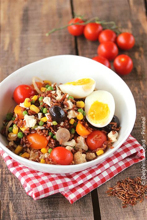 Salade de riz rouge aux petits légumes