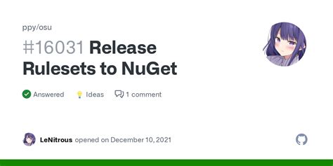 Release Rulesets To Nuget · Discussion 16031 · Ppyosu · Github