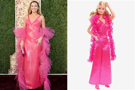 Margot Robbie Wears A Barbie Inspired Dress At The Golden Globes