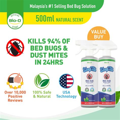 Bio D Sleeptite Bed Bug And Dust Mite Control Spray 500ml X 2 Natural