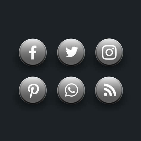 Gray Social Media Icons Pack In Button Style Download Free Vector Art