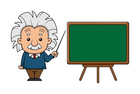 Premium Vector Albert Einstein Cartoon Character With Board