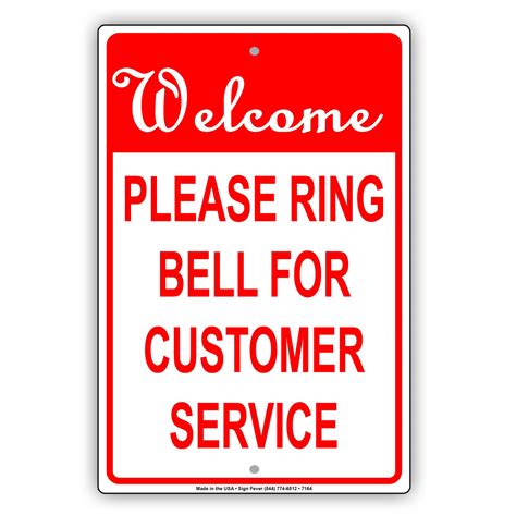 Welcome Please Ring Bell For Customer Service Sign Aluminum Sign