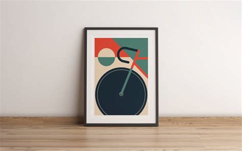Bicycle Bauhaus Poster Vintage Mid Century Style Etsy Uk