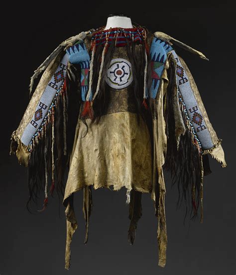 Blackfoot Beaded And Fringed Hide Mans Wearing Shirt Native American