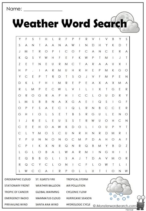 Weather Word Search Weather Words Weather Word Search Word Search