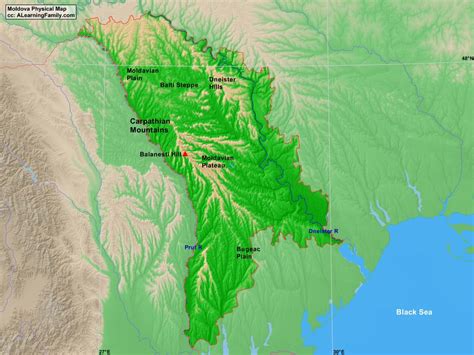 Carpathian Mountains Physical Map