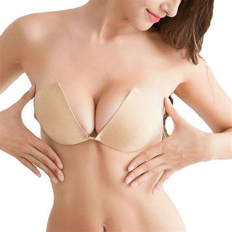 Womens Silicone Strapless Bra Invisible Clear Cross Back Straps Push Up