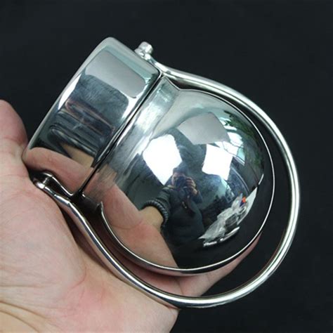 Male Scrotum Pendant Stainless Steel Ball Shape Protect Cover Anti Kicking Device Testicular